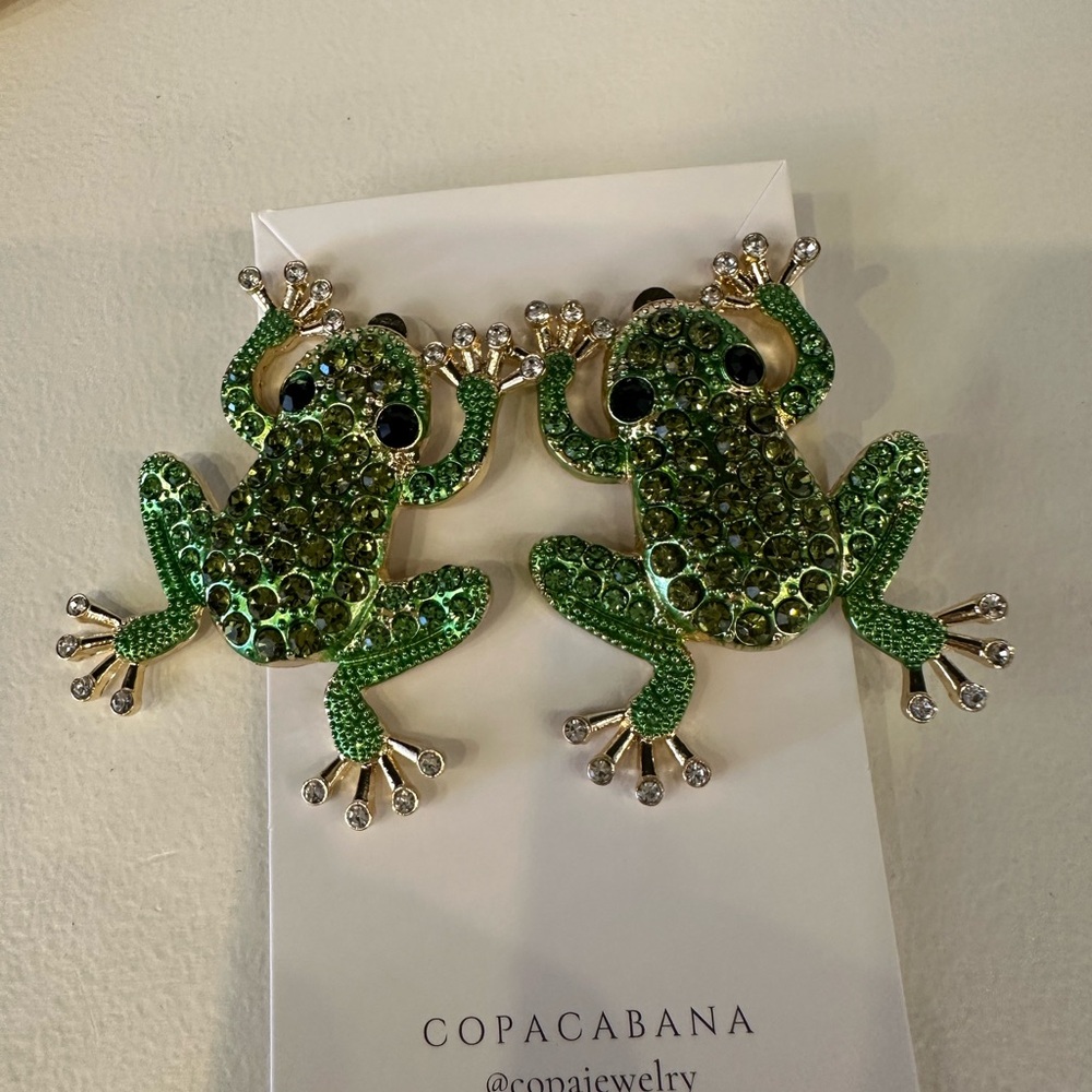 Green Frog Earrings